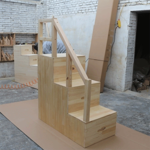 家用储物梯柜阁楼楼梯实木登高梯子收纳抽屉柜子带扶手上下铺直梯