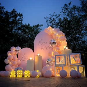 户外粉色主题生日女神周岁生日派对场景布置女孩发光背景墙装饰