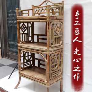 手工中式竹家具竹书柜书架卧室古典简约书架竹子置物架书柜竹茶棚