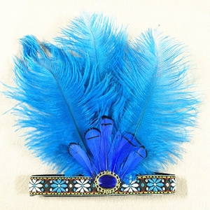 鸵鸟羽毛头饰彩色酋长帽子印第安羽毛面具印地安野人派对头饰道具