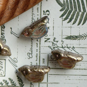 捷克制造金属反光面复古小鸟古董玻璃珠  Diy手作材料饰品串珠