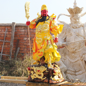 九龙关公神像武财神招财摆件黄衣关二爷关羽神像关帝圣君树脂佛像