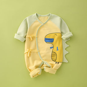 童泰婴儿连体衣新生儿夏季薄款系带和尚服初生宝宝纯棉哈衣刚出生