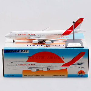 印度航空inflight 1:200 静态飞机模型 合金波音b747-300 vt-epx