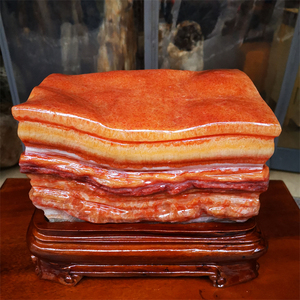 观赏石猪肉石奇石天然原石造型石东坡肉石排骨摆件装饰收藏礼品