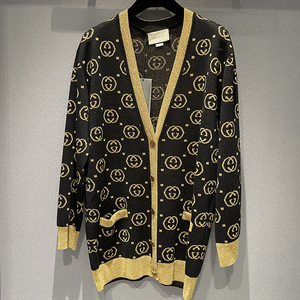 gucci古驰女士gg花纹金丝长袖羊毛开衫针织衫外套s码/m码0人付款5181
