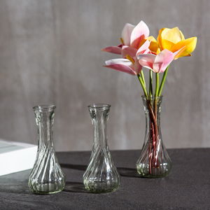 欧式透明玻璃花瓶客厅台面插花摆件落地大号水培干花饰品玻璃瓶