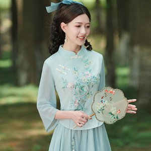 民国风大小姐千金小洋装套装复古新中式学生服装少女旗袍盘扣上衣
