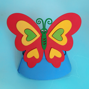 蜻蜓头饰道具蝴蝶卡通头套蜜蜂立体帽子幼儿园教学用品动物帽装扮