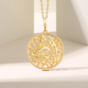 金石盟s925银米兰白狐镂空吊坠2021锆石挂坠可开合项链女纪念礼物