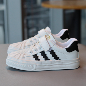 贝壳头童鞋儿童小白鞋超纤皮面板鞋男童女童休闲单鞋春新款运动鞋