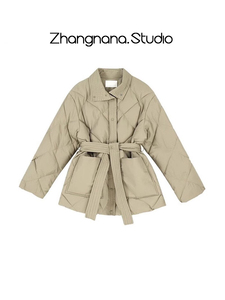 2023韩版短款棉服女冬季新款棉衣外套系带收腰保暖厚棉袄