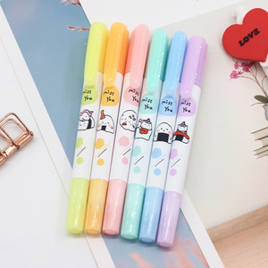 双头荧光笔六色水性标记笔可爱学习文具寿司卡通糖果色荧光记号笔
