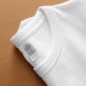 45°斜螺纹三本针领口重磅纯棉短袖t恤 纯白素色磨毛男女简约上衣