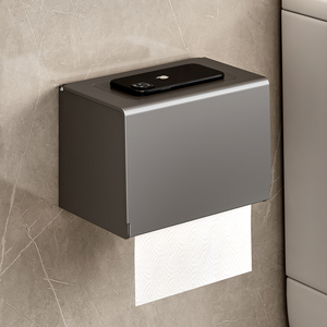 枪灰色卫生间纸巾盒厕所置物架防水免打孔洗手间抽纸盒纸架壁挂式