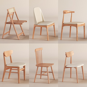 北欧网红实木餐椅简约书桌椅温莎椅广岛椅牛角椅八角椅长凳薯片椅