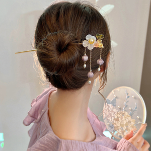 夜息铃兰~超仙古风花朵流苏发簪女高级感丸子头盘发簪子汉服头饰