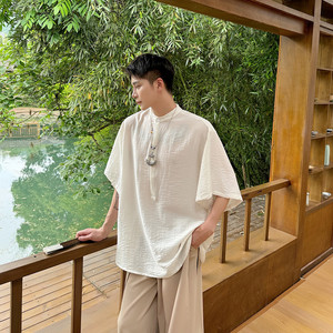 TANGZ STUDIO新中式禅意男装高级感大袖极简短袖衬衫廓形半袖T恤