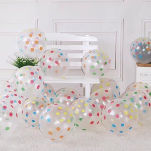 12寸加厚透明彩色大圆点气球 儿童成人生日派对装饰布置印花汽球