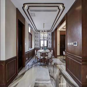 北京原木新中式木饰面 别墅 会所 酒吧 护墙板 墙裙 全屋家具定制