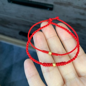 大红色本命年转运珠虎年沙金珠子手绳红绳男女手工编织宝宝小手链