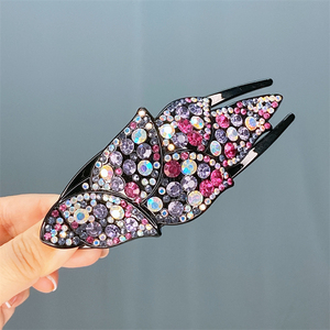 韩式水钻鸭嘴夹发卡优雅气质少女盘发发夹后脑勺顶夹复古马尾抓夹