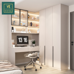 桌台式书桌家用衣柜一体转角儿童书柜书架组合学习桌拐角43人付款