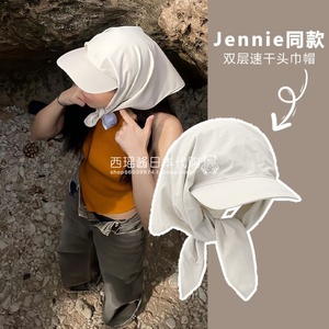 日本代购GP防晒头巾帽子女夏季Jennie同款小众时尚绑带遮阳鸭舌帽