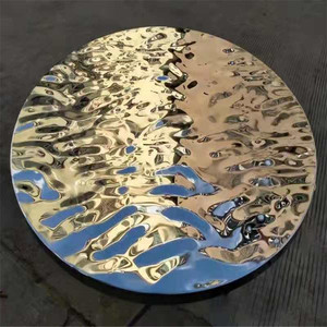 新品镜面钛金水滴不锈钢水波纹圆形板酒店天花吊顶背景装饰墙金属