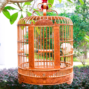 雕花鸟笼川笼雕刻画眉鸟笼大码竹笼鸟笼包邮云南贵州八哥精品笼子