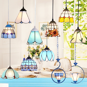 地中海单头吊灯创意个性彩色玻璃床头飘窗小鸟走廊过道吧台餐厅灯