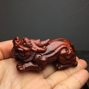 印度小叶紫檀貔貅手把件红木木雕工艺老料文玩收藏礼品实木小摆件