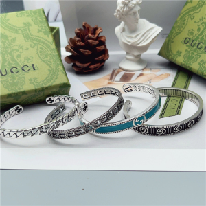 gucci古驰双g复古男女情侣手镯blind for love爱无畏链条纯银手链