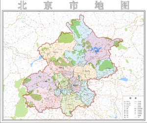 北京市高清电子地图1.2*1.0m行政区域图cdr轮廓高清打印psd