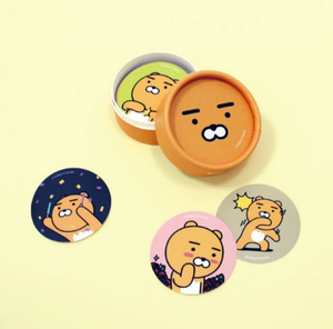 kakao friends可爱屁桃apeach狮ryan圆形行李箱标签装饰贴纸套装