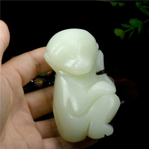 和田玉猴子把玩件白玉生肖猴手玩件玉石立体子孙万代侯子把件坠子