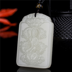 九龙护主玉观音吊坠男款和田玉观音挂件玉佩佛像辟邪护身符项链