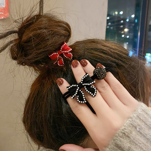 新年红蝴蝶结头绳女简约气质马尾发圈简约ins扎头发皮筋甜美头饰