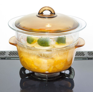 日本aderia石塚硝子耐热玻璃陶瓷涂层蒸锅/煮锅汤锅不粘玻璃锅