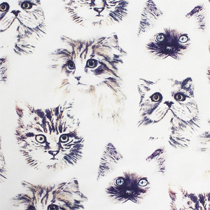 田园风可爱猫咪印花布料雪纺lolita柄图面料碎花高档服装diy小裙