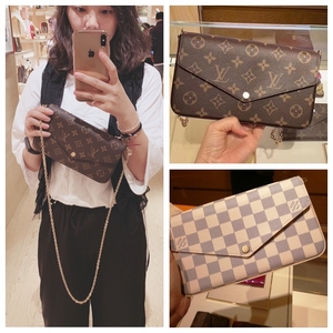 lv/路易威登女包felicie三合一老花链条信封包单肩斜挎包 m61276