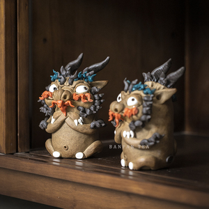 半梵景德镇纯手工龙之九子招财囚牛创意摆件茶玩生日礼物可爱茶宠