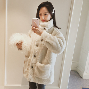 卷卷羊羔毛外套长款