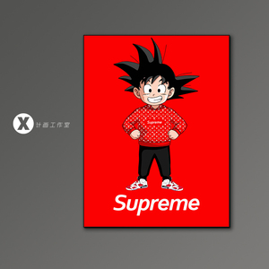 潮牌七龙珠悟空supreme球鞋超窄铝合金属框细边工业风装饰画挂画