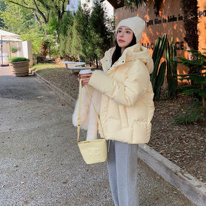 GUJI谷纪女装羽绒服女短款2023年新款冬季加厚宽松连帽小个子外套