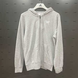 锐步reebok男子针织棉涤线圈透气舒适经典logo开身连帽外套gv5514