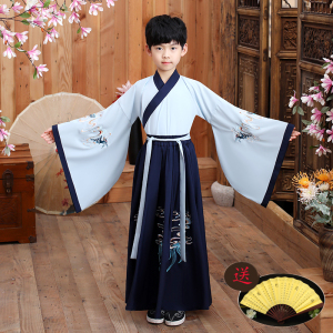 幼儿童古装汉服男童古风小男孩唐朝公子少爷古诗词朗诵表演出服装