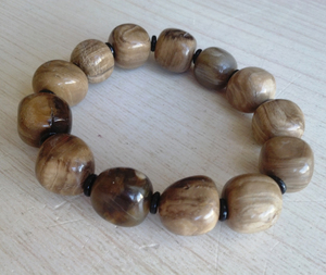 天然硅化木树化玉树化石木化玉新疆天然戈壁石古化石手串手镯手链