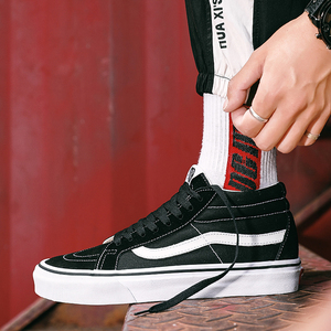 莆田vans unow范斯安中帮sk8-hi经典款黑白休闲运动帆布鞋男板鞋