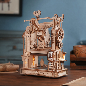 ROKR若客印画工坊diy手工制作印刷机3D立体木质拼装积木模型玩具
